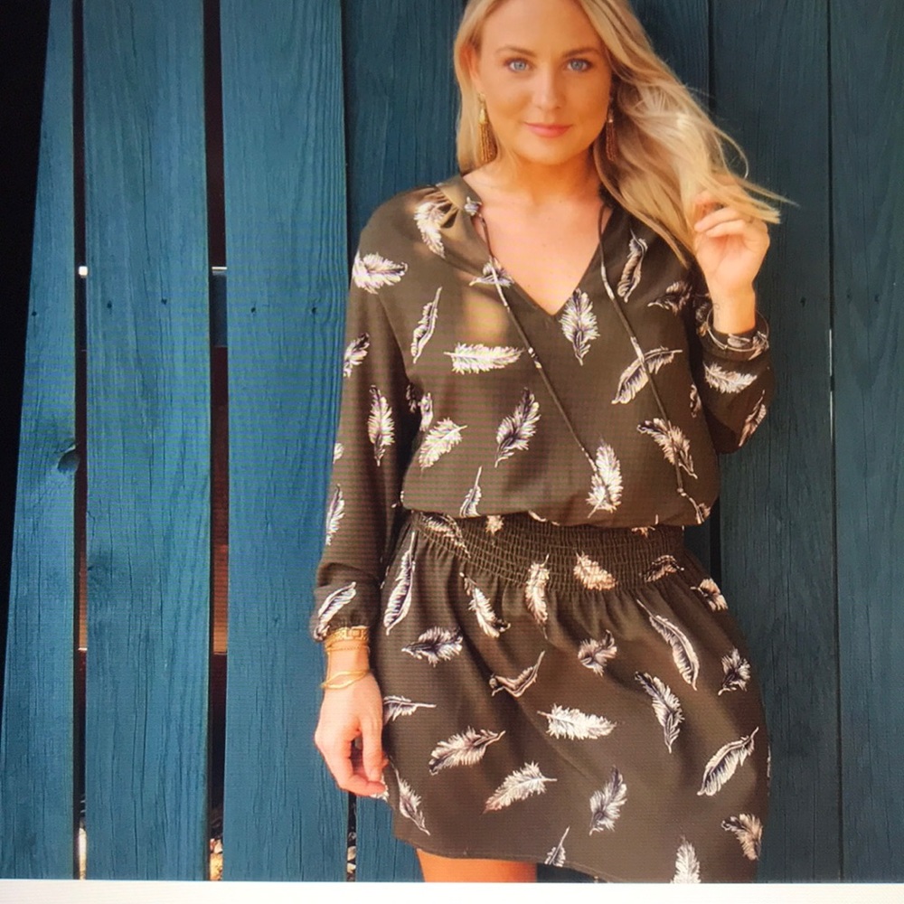 Veronica M Dress NWT Olive Print